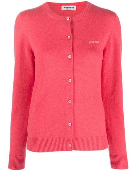 miu miu pink cardigan|Miu Miu cashmere sweater.